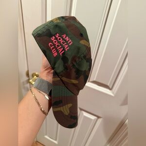 Anti Social Social Club Women’s Camouflage Hat with Pink Logo
